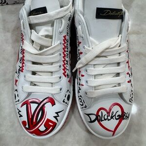Dolce & Gabbana White and Red Sneakers